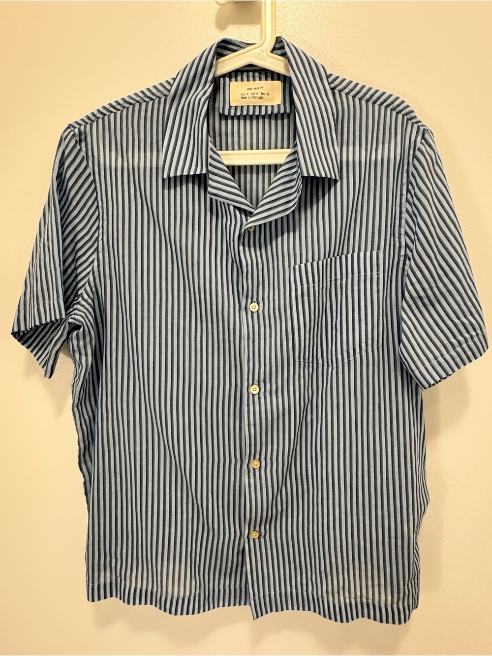 Zara Men Cotton Silk Blend Striped Short Sleeves Button-Up Shirt